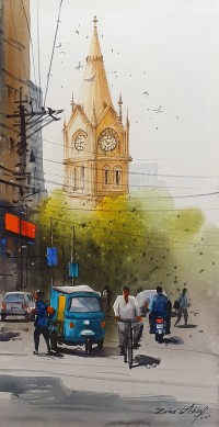 Zahid Ashraf, 12 x 24 inch, Acrylic on Canvas, Cityscape Painting, AC-ZHA-063